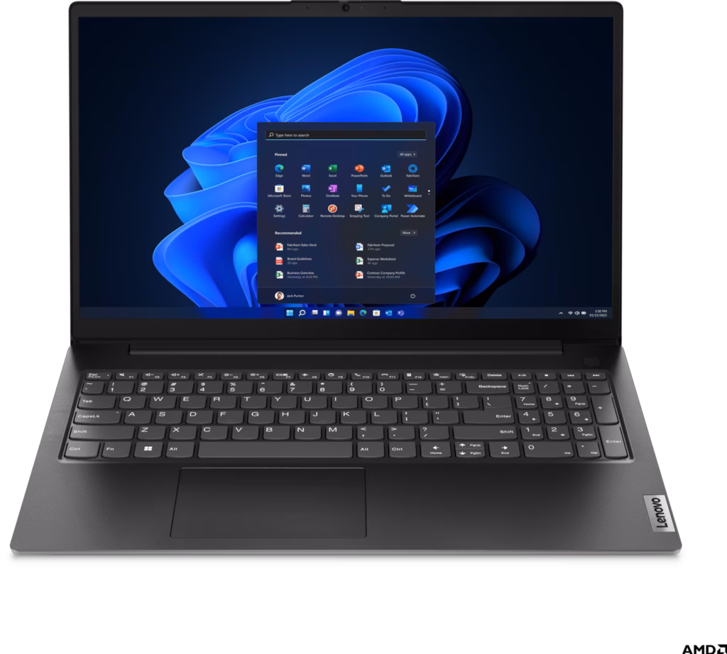 Ordinateur Lenovo ouvert avec menu à l’écran