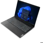 Ordinateur portable Lenovo V15 Gen 4 affichant l’écran de démarrage Windows 11 – vue latérale