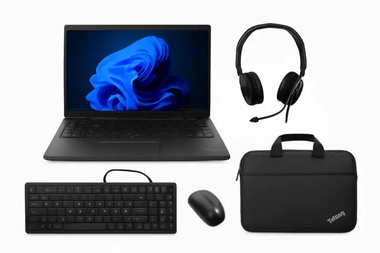 Lenovo ThinkPad E14 Gen 6 avec accessoires filaires et sacoche – pack professionnel conçu pour les besoins des petites entreprises.