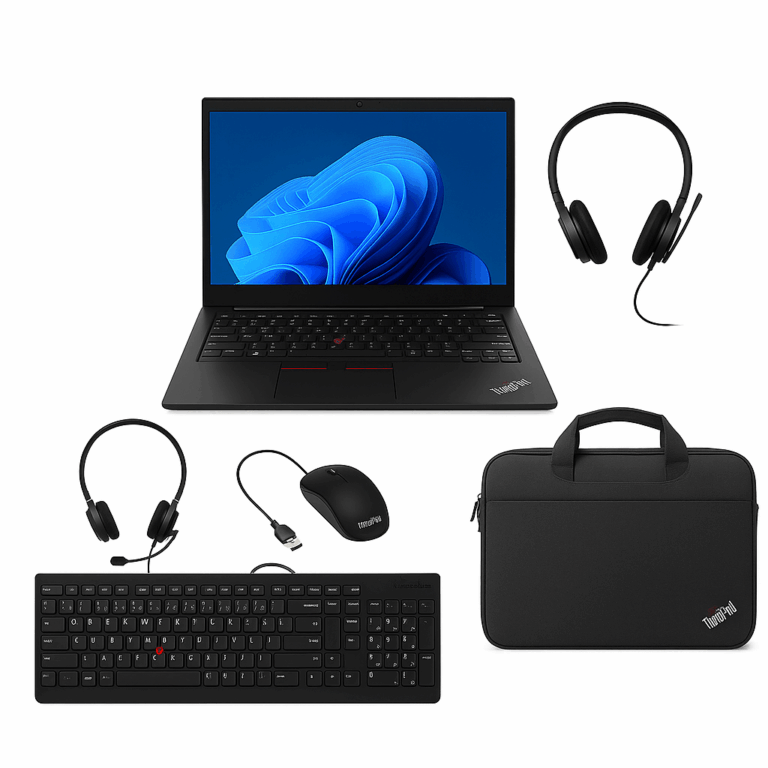 Lenovo ThinkPad E14 Gen 6 avec accessoires filaires et sacoche – pack professionnel conçu pour les besoins des petites entreprises.