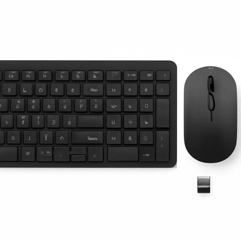 Combo clavier et souris sans fil professionnel noir, clavier pleine taille et souris ambidextre