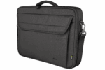 Vue frontale de la sacoche ordinateur portable noire 15,6 pouces avec poche extérieure