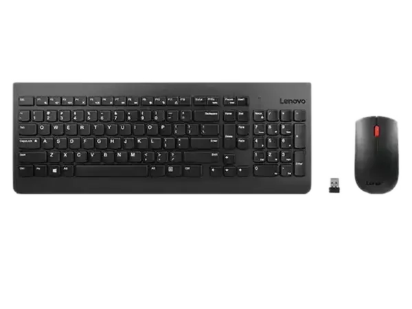 Le combo Lenovo Essential offre une expérience sans fil fluide avec un clavier AZERTY confortable et une souris ergonomique.