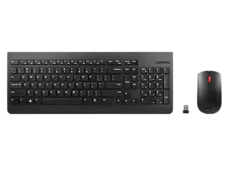 Le combo Lenovo Essential offre une expérience sans fil fluide avec un clavier AZERTY confortable et une souris ergonomique.