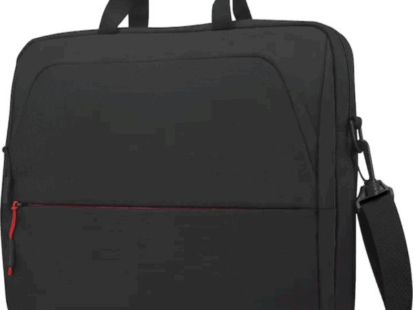 Sacoche Lenovo ThinkPad noire vue de face avec poche zippée rouge – format 15.6 pouces