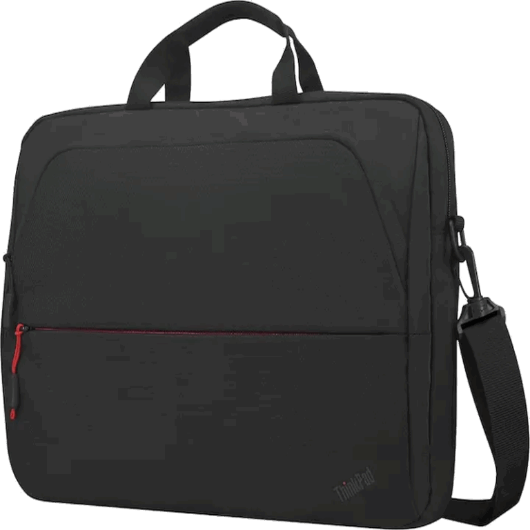 Sacoche Lenovo ThinkPad noire vue de face avec poche zippée rouge – format 15.6 pouces