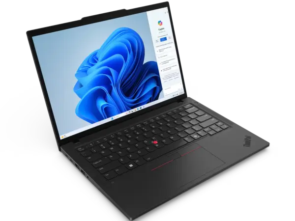 Ordinateur portable Lenovo ThinkPad T14 Gen 5 ouvert, affichant l'écran principal