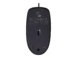 Vue inférieure de la souris Logitech M100 filaire USB avec capteur optique