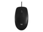 Vue de dessus de la souris Logitech M100 USB noire avec molette centrale