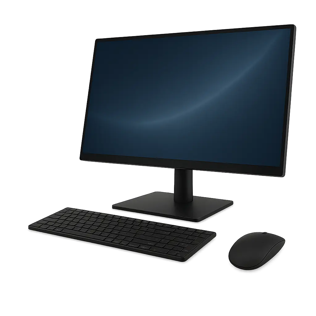 Ordinateur tout-en-un professionnel avec écran, clavier et souris – Configuration idéale pour postes de travail en PME