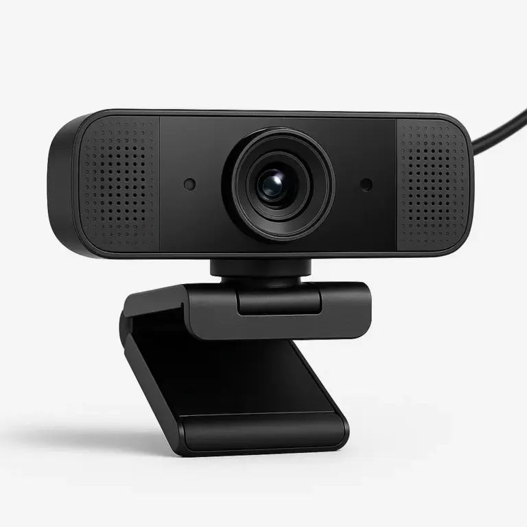 Webcam HD avec micro intégré et support ajustable – idéale pour télétravail, visioconférences et streaming